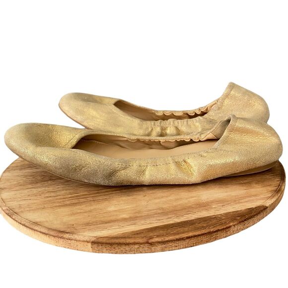 J.Crew Womens Size 7 Ballet Flats Gold Glitter Basic Casual Scrunch Slip On - Picture 5 of 12